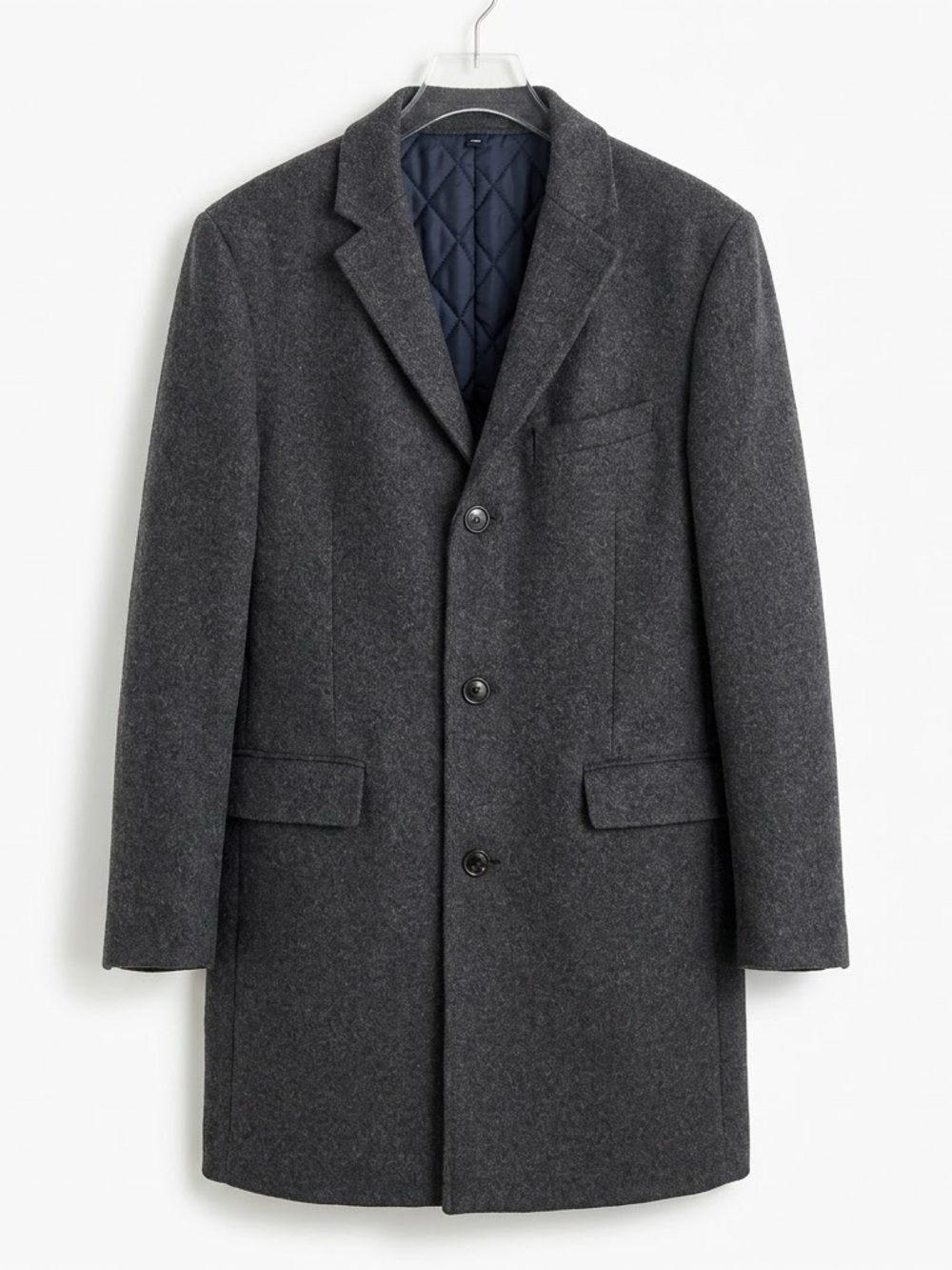 J.Crew Men’s Wool Blend Classic Long Winter Trench Coat Peacoat Charcoal Gray 42